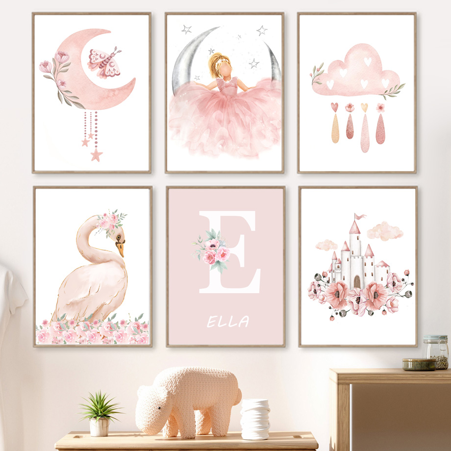 Home Decor Japandi - Pink Angel Girl Sun Moon Cloud