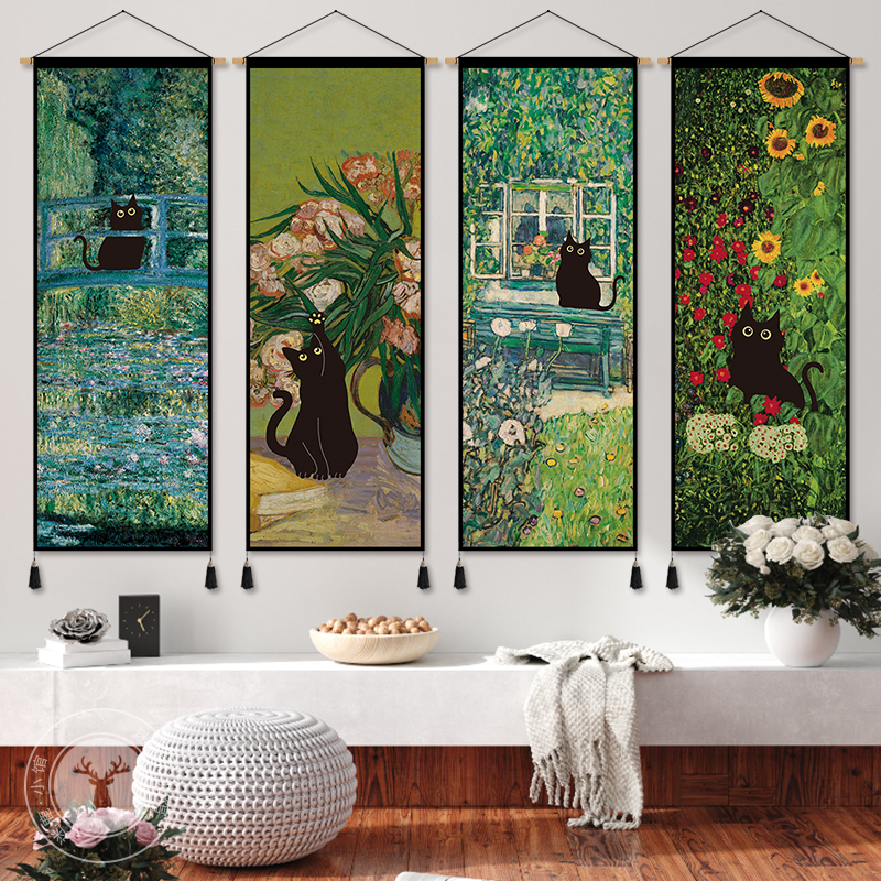 Aesthetic Tapestry - Funny Black Cat in Famous Paintings