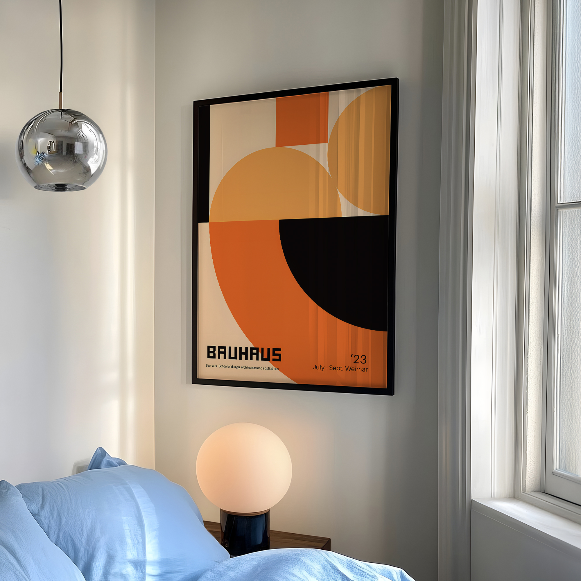 Home Decor Frames - Modern Geometry Bauhaus School Orange Wall