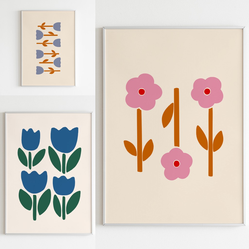 Home Decor Living Room Ideas - Minimalist Abstract Flowers Printable Wall Art