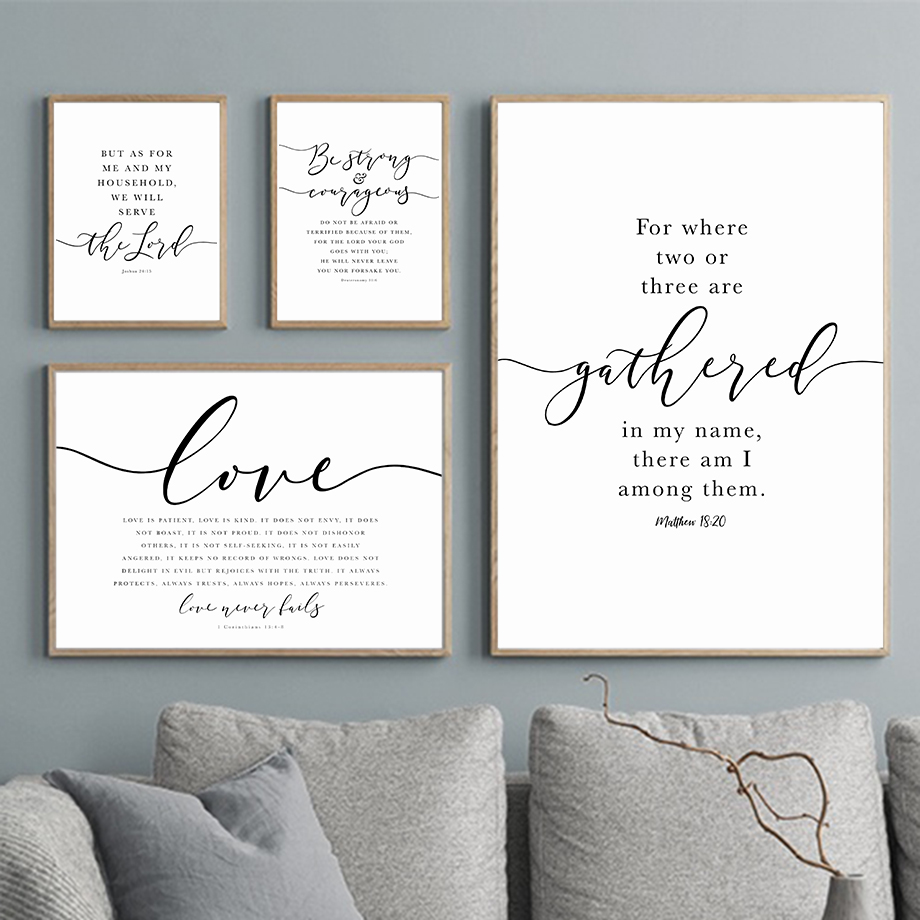 Home Decor Japandi - Modern Bible Verse Wall Art Religious