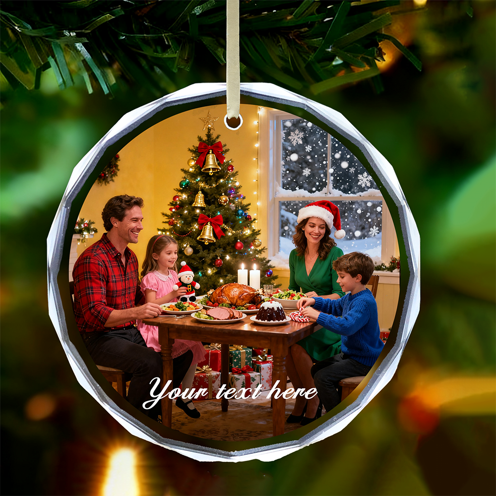 Home Decor Unique - Personalized Christmas Ornament ,Custom Photo Crystal