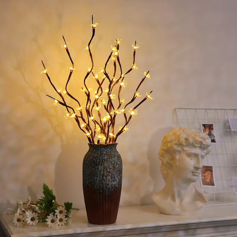 Home Decor Unique - 1/2PC 20LED Cherry Blossom Tree Branch