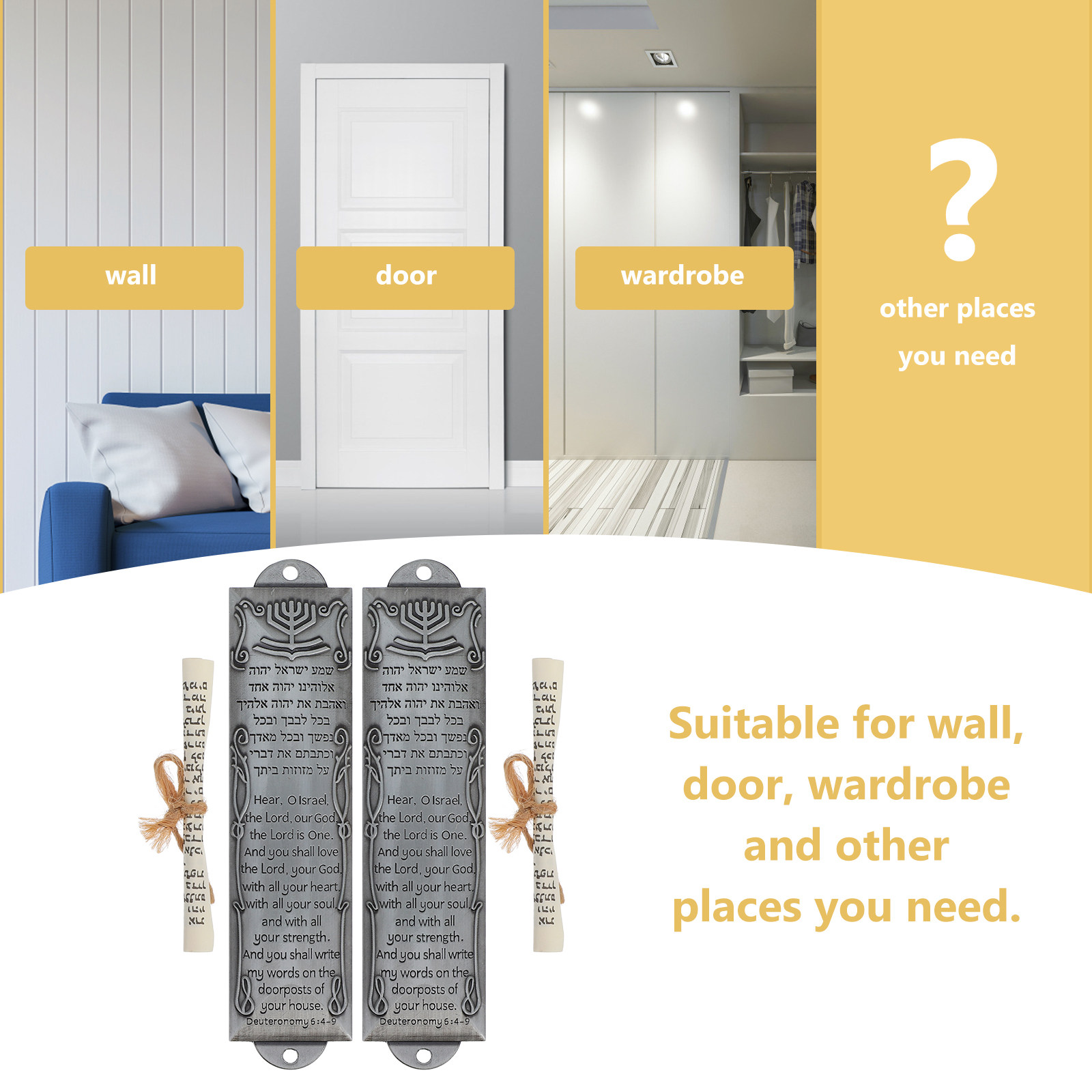 Home Decor Frames - 2Pcs Metal Mezuzah Retro Design Religious