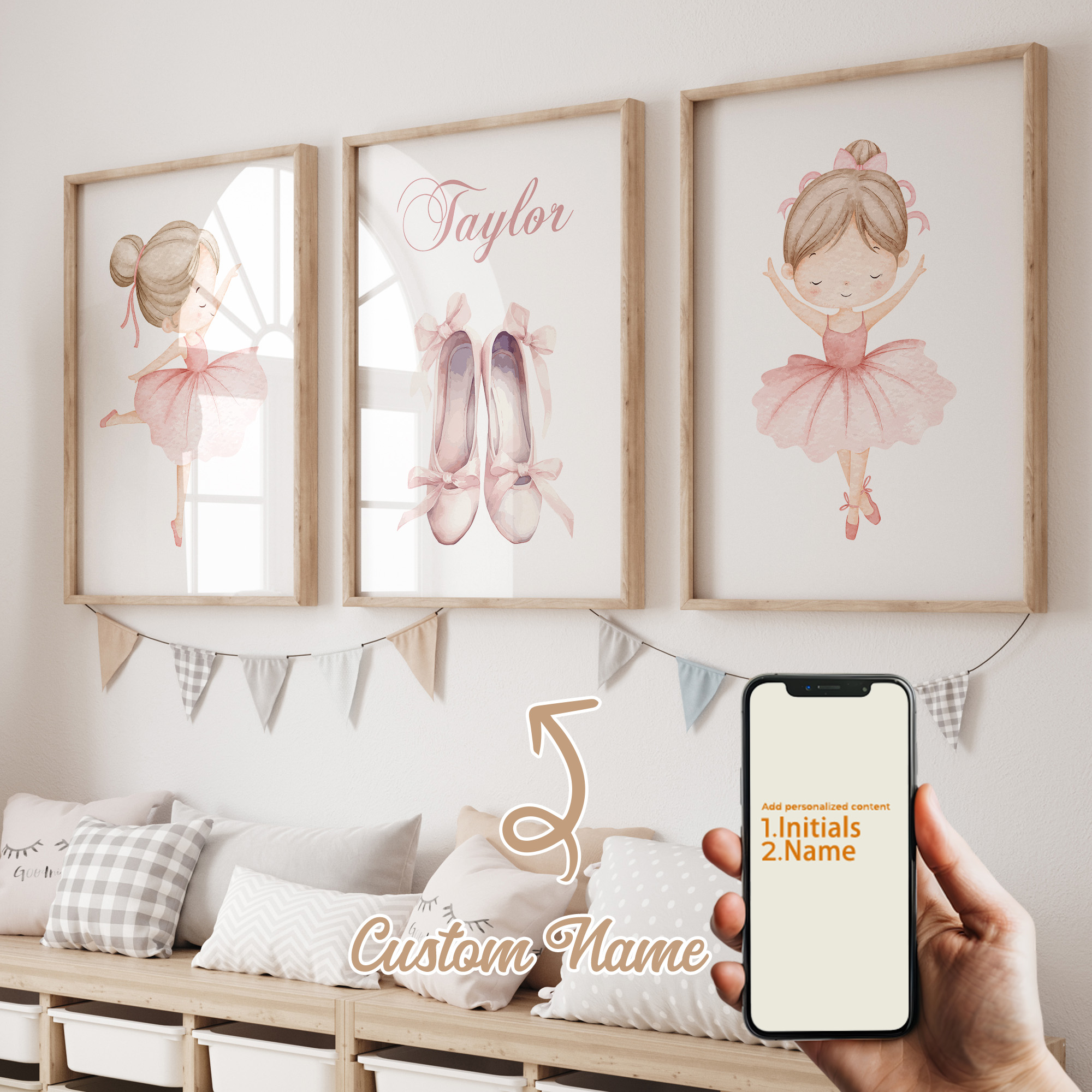 Home Decor Ideas - 3pcs Personalized Custom Name Cartoon Child