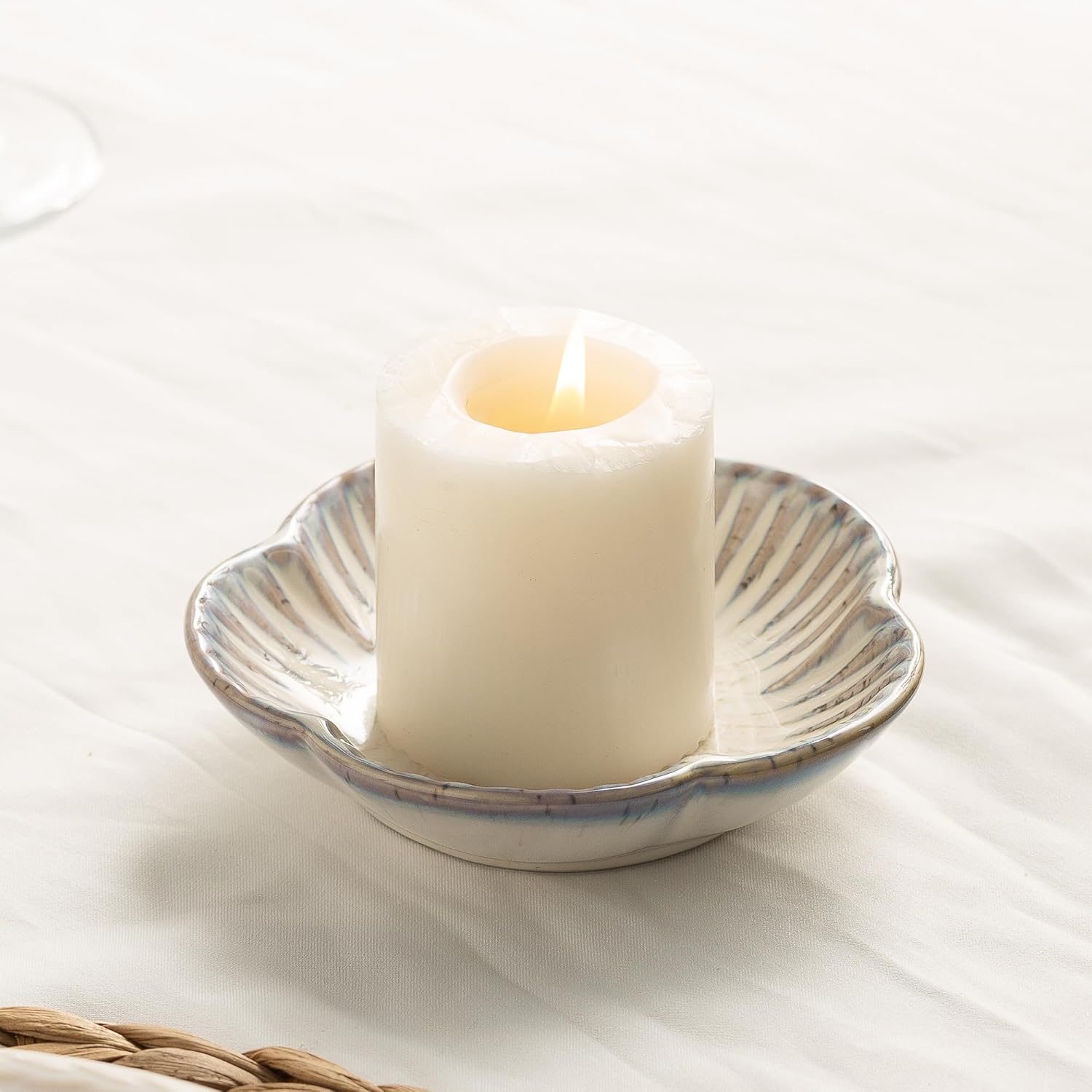 Home Decor Vintage - Vintage Ceramic Pillar Candle Holder Plate,