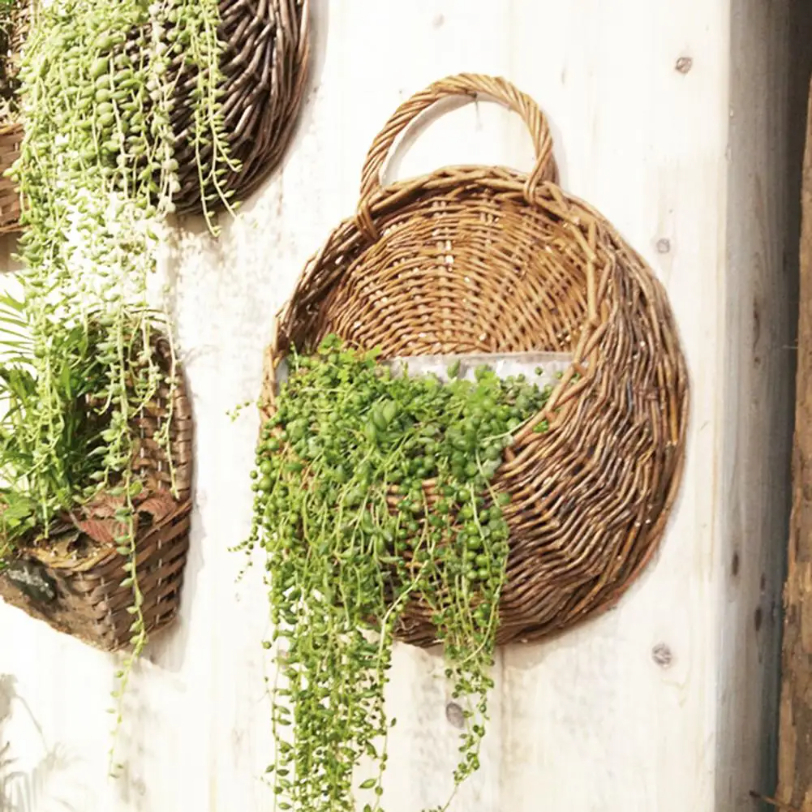 Woven Wall Basket - Flower Basket Handmade Weaving Wicker Rattan