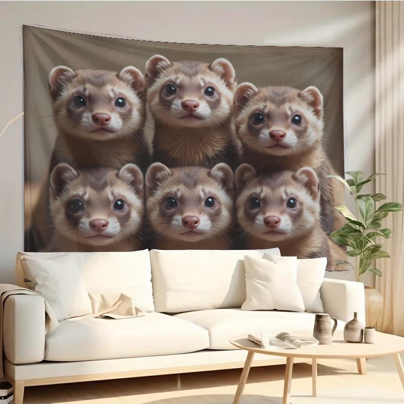 Cute Ferret Group Tapestry Wal - Home Decor Living Room Ideas avaliação e preço