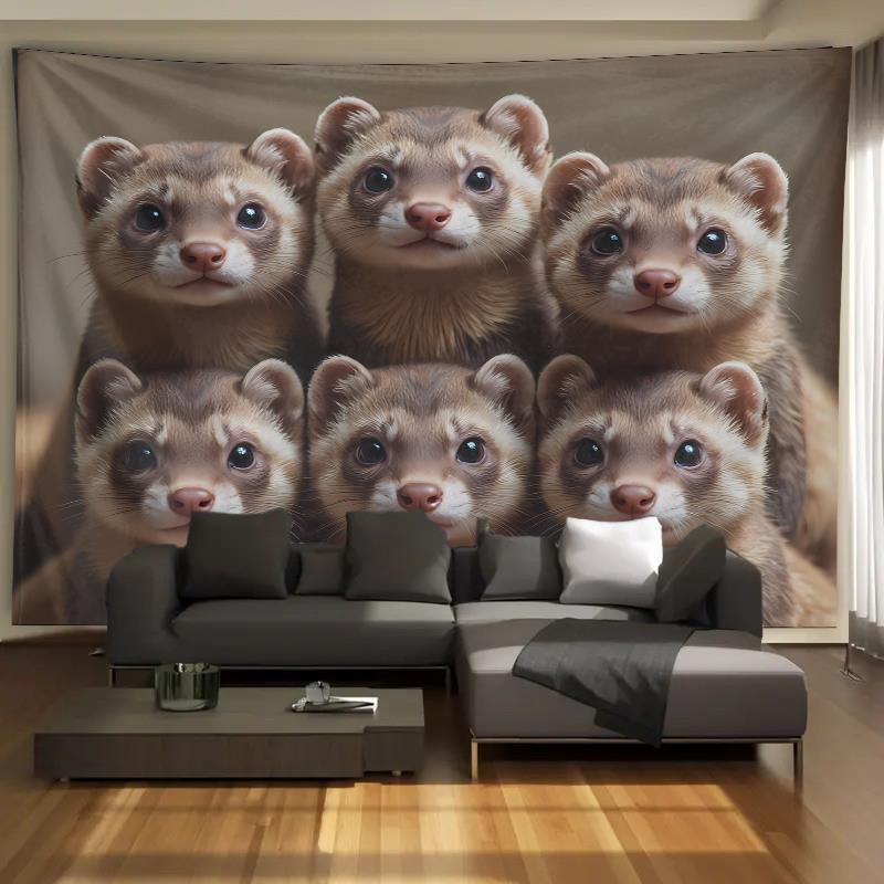 Cute Ferret Group Tapestry Wal - Home Decor Living Room Ideas avaliação e preço