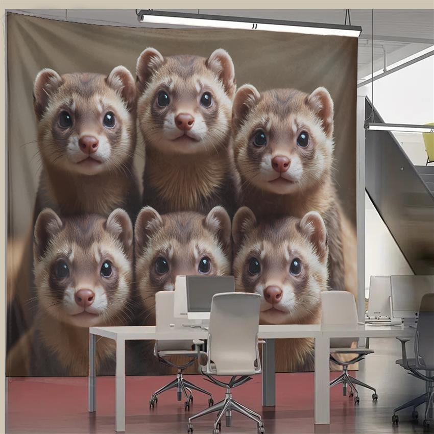 Cute Ferret Group Tapestry Wal - Home Decor Living Room Ideas avaliação e preço
