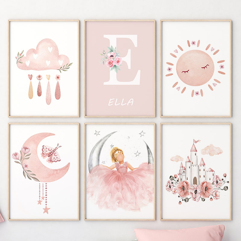 Pink Angel Girl Sun Moon Cloud - Home Decor Japandi avaliação e preço