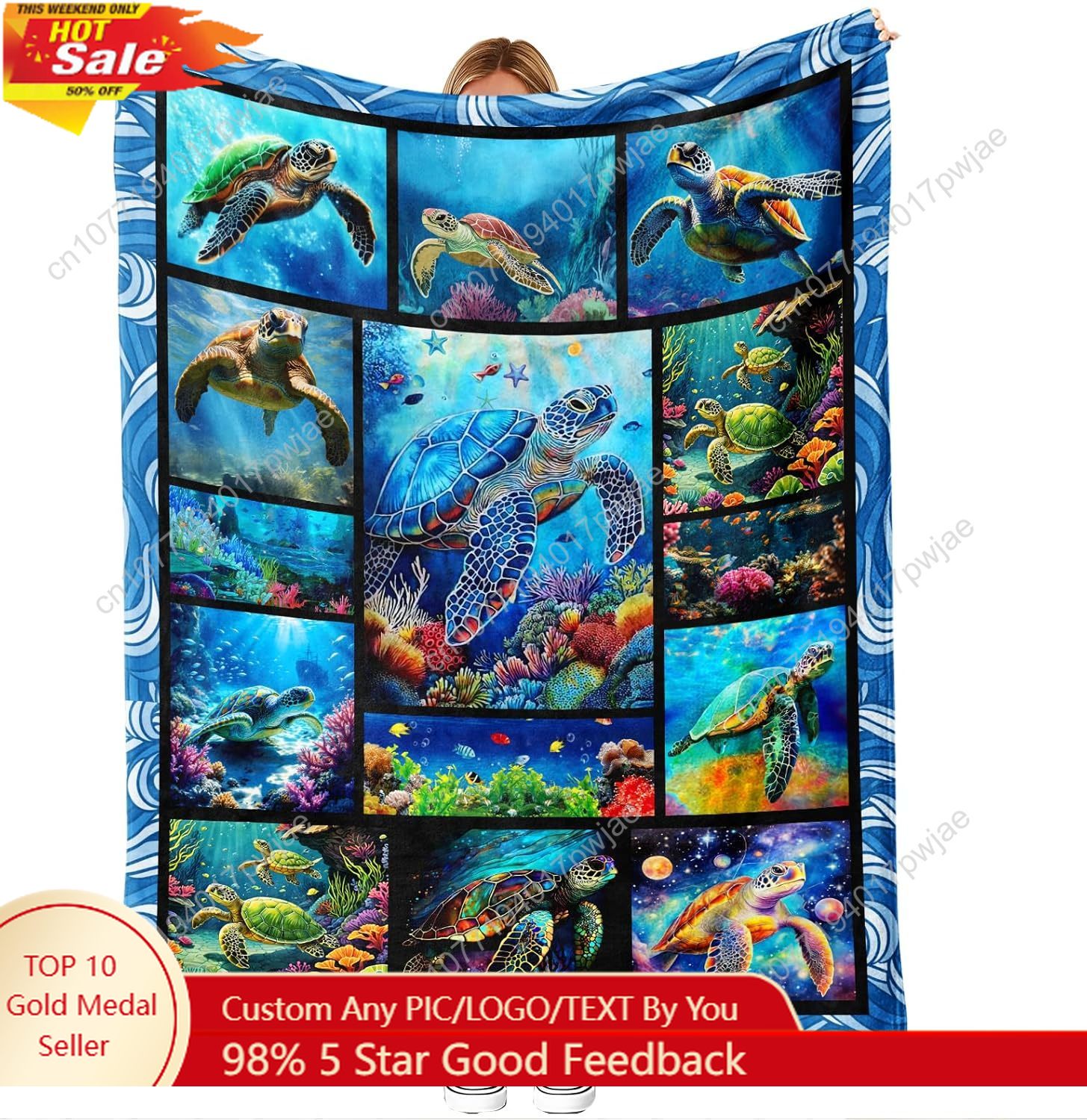 Sea Turtle Flannel Throw Blank - Home Decor Theme avaliação e preço