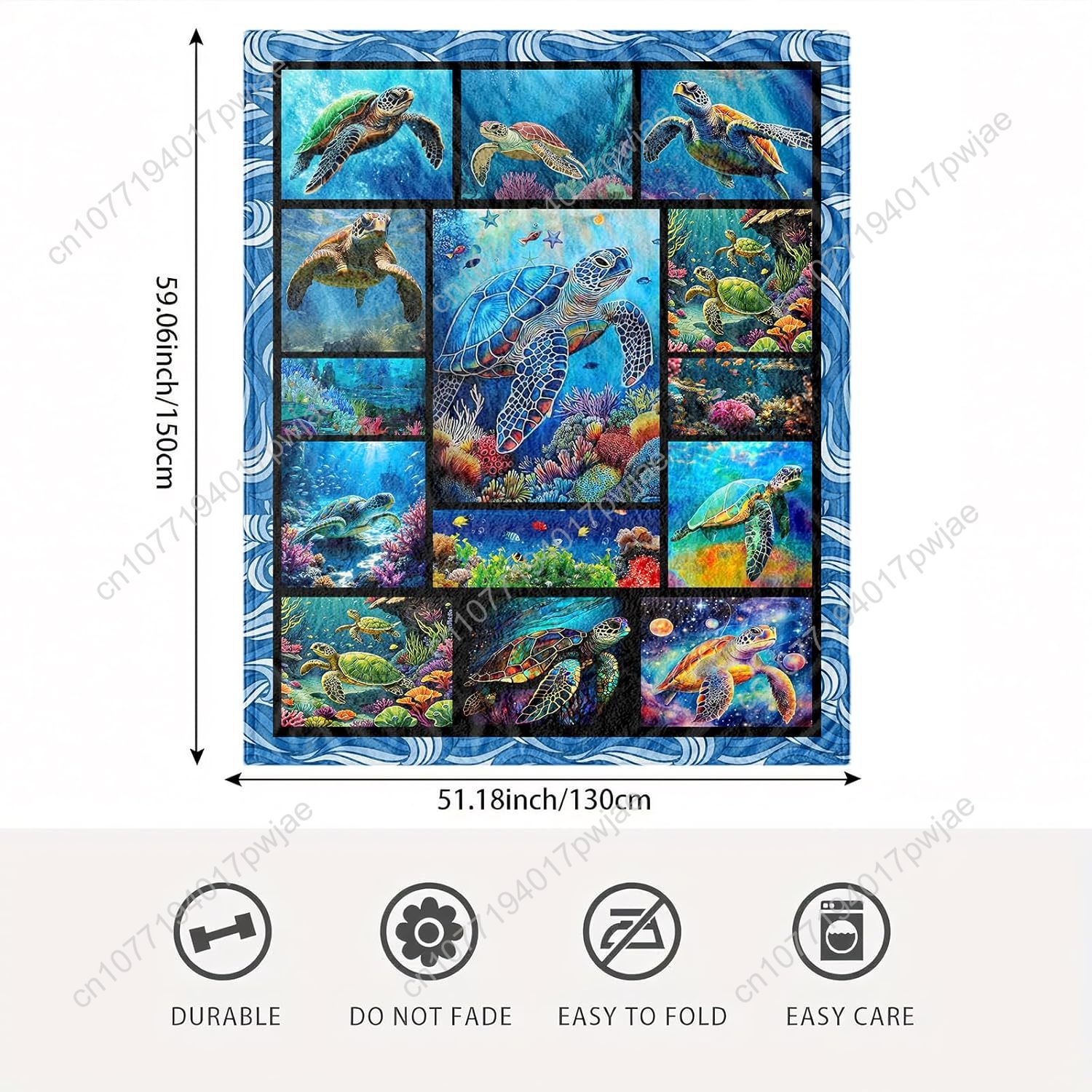 Sea Turtle Flannel Throw Blank - Home Decor Theme avaliação e preço