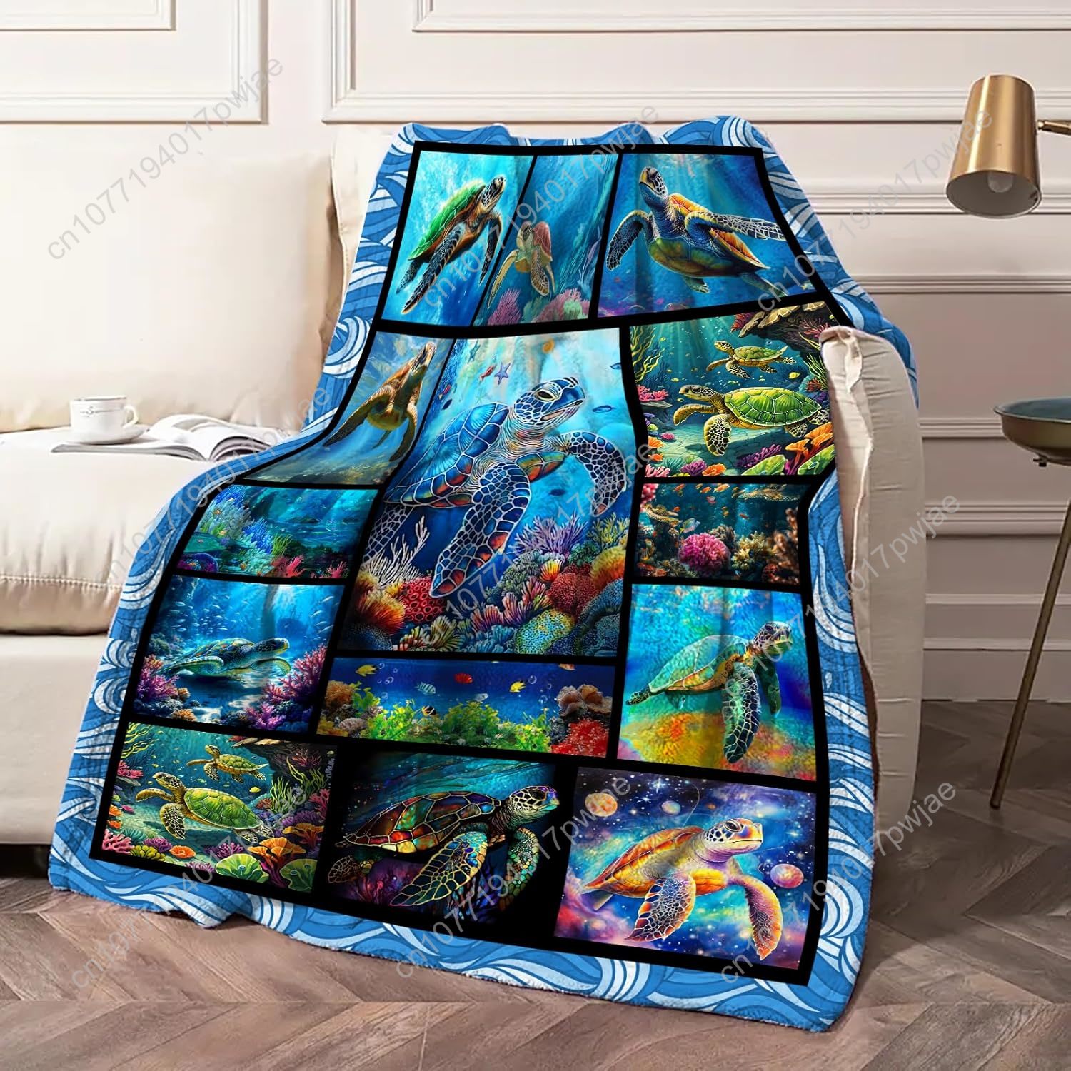 Sea Turtle Flannel Throw Blank - Home Decor Theme avaliação e preço