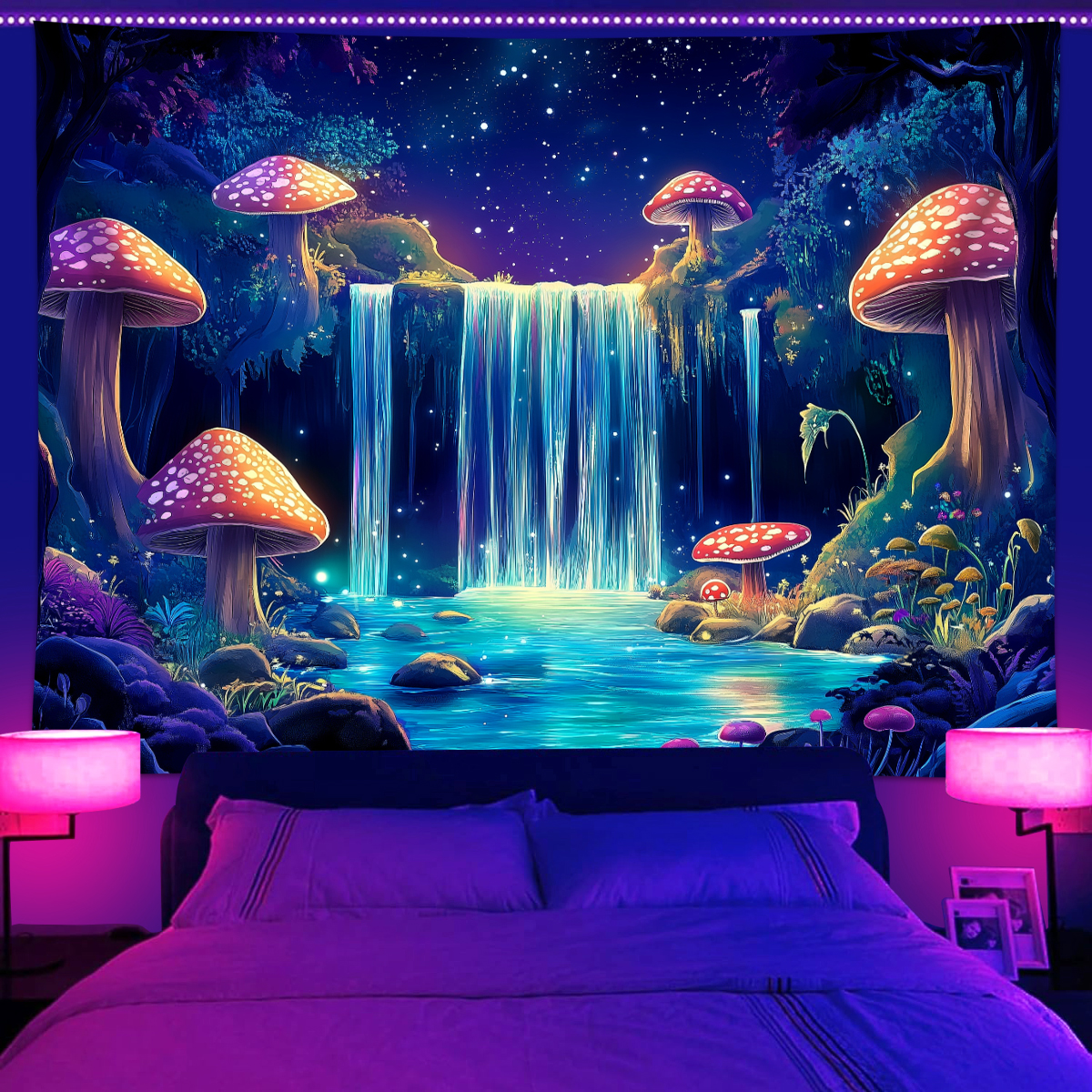 1pc Fluorescent mushroom tapes - Aesthetic Tapestry avaliação e preço