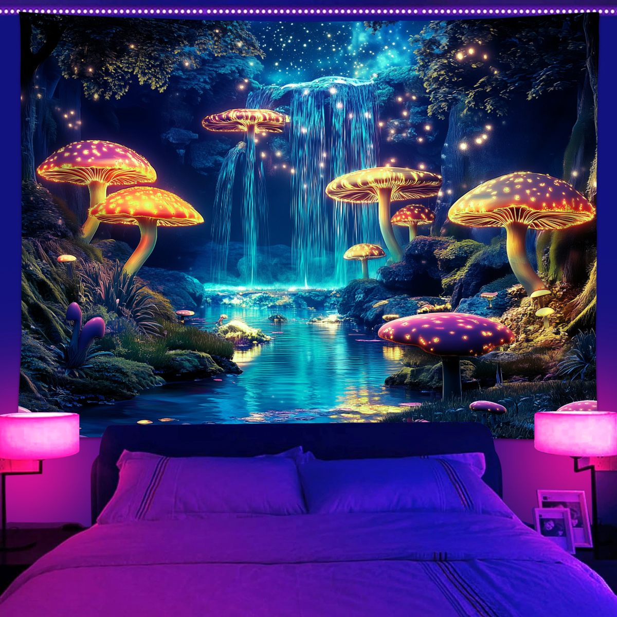 1pc Fluorescent mushroom tapes - Aesthetic Tapestry avaliação e preço
