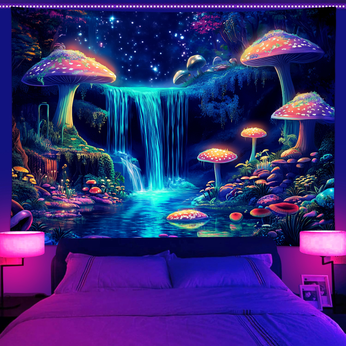 1pc Fluorescent mushroom tapes - Aesthetic Tapestry avaliação e preço