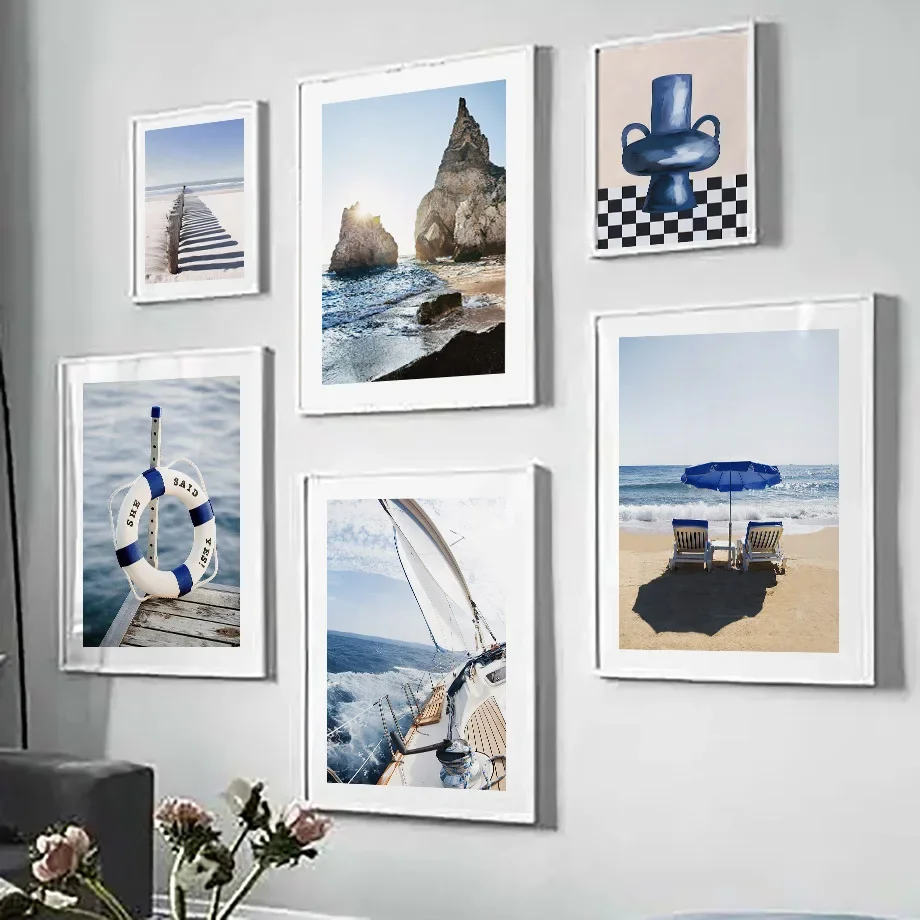 Blue Sea Sunshine Beach White  - Home Decor Vase avaliação e preço