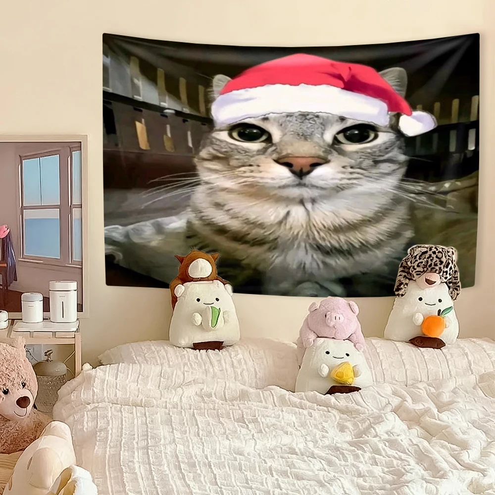 Funny Cat Meme Tapestry, Kawai - Aesthetic Tapestry avaliação e preço