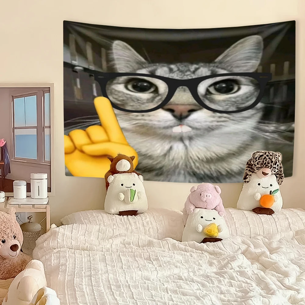 Funny Cat Meme Tapestry, Kawai - Aesthetic Tapestry avaliação e preço