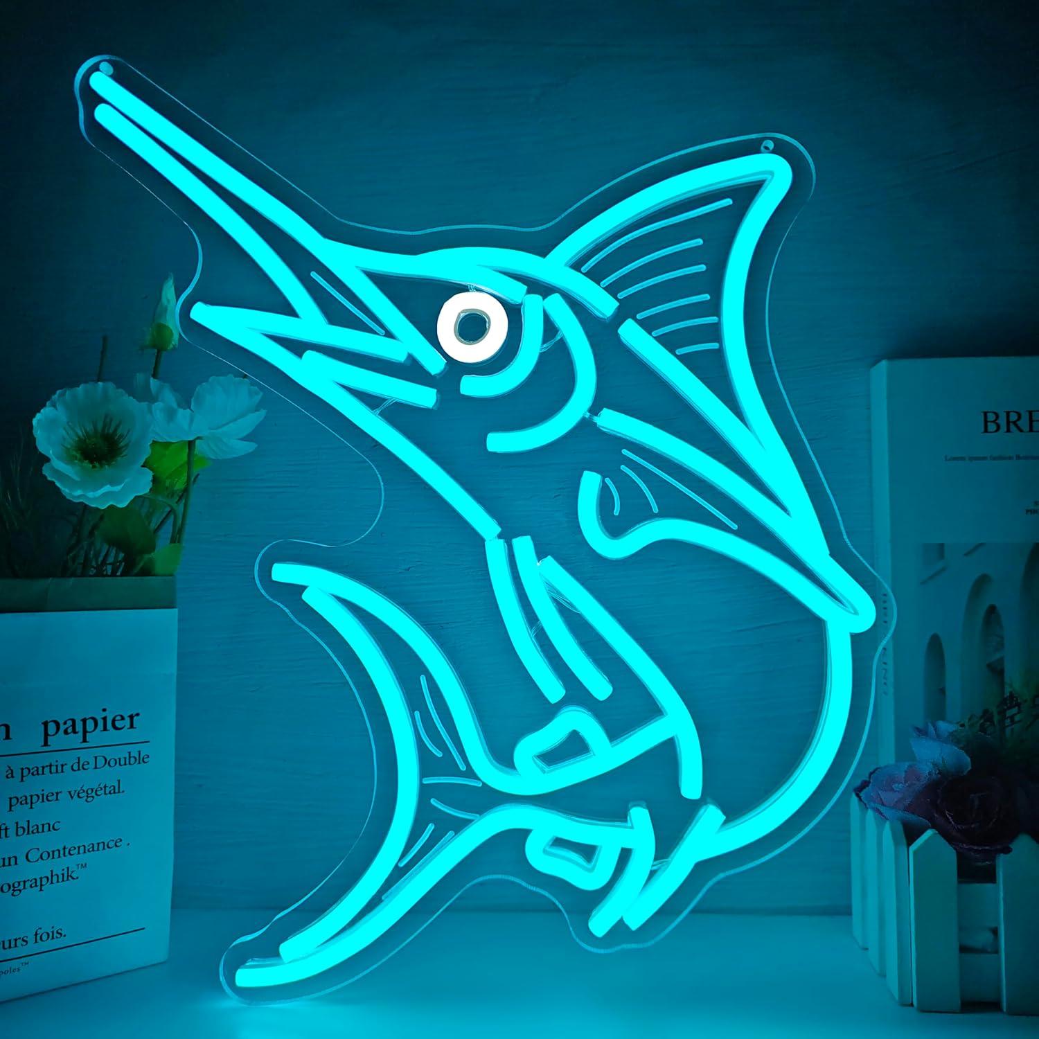 Marlin Fish Neon Sign Deep Sea - Home Decor Theme avaliação e preço