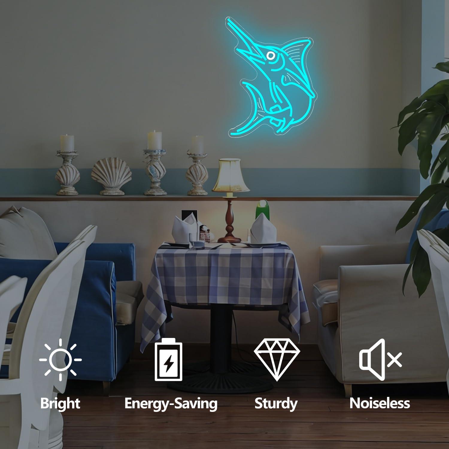 Marlin Fish Neon Sign Deep Sea - Home Decor Theme avaliação e preço