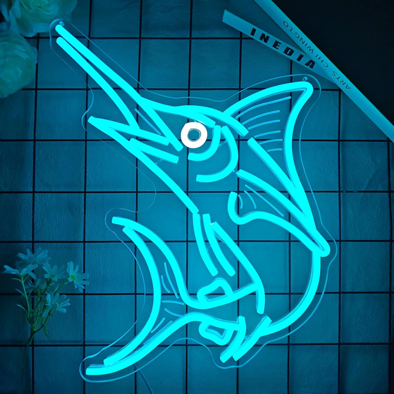 Marlin Fish Neon Sign Deep Sea - Home Decor Theme avaliação e preço