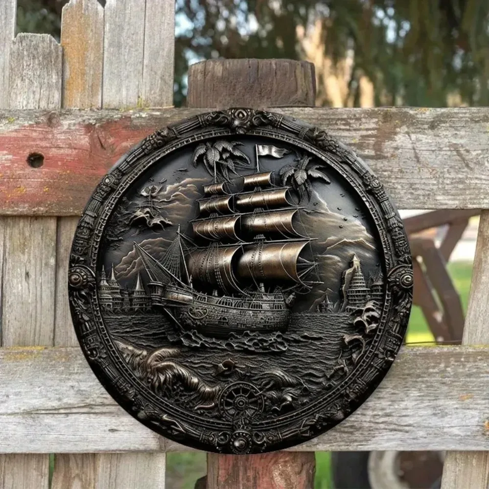 3D Pirate Ship Metal Wall Art: - Home Decor Theme avaliação e preço