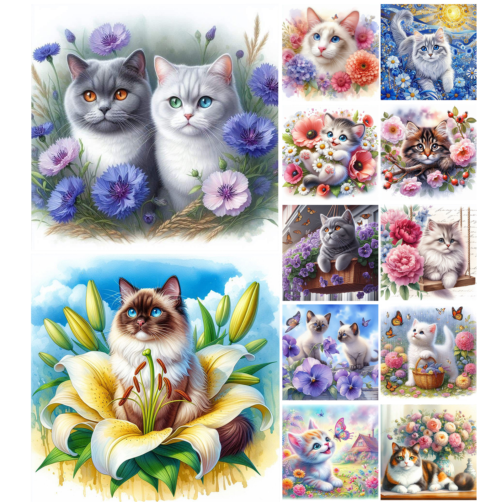 Cat Full DIY 5D Round Drill Di - Home Decor Diy Ideas avaliação e preço