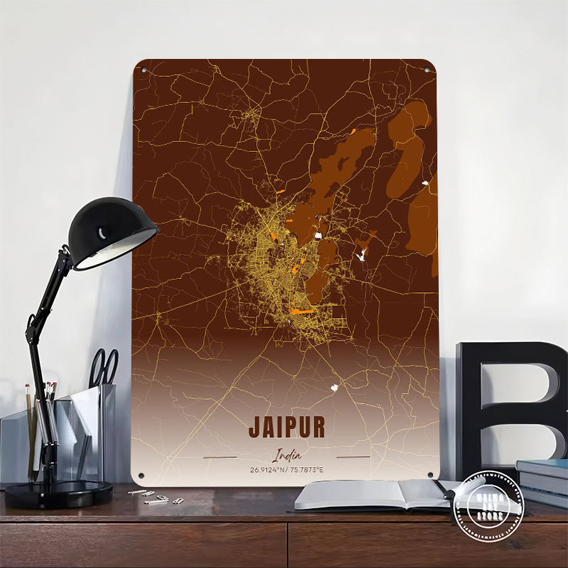Jaipur India Map Art Metal Pos - Home Decor Jaipur avaliação e preço