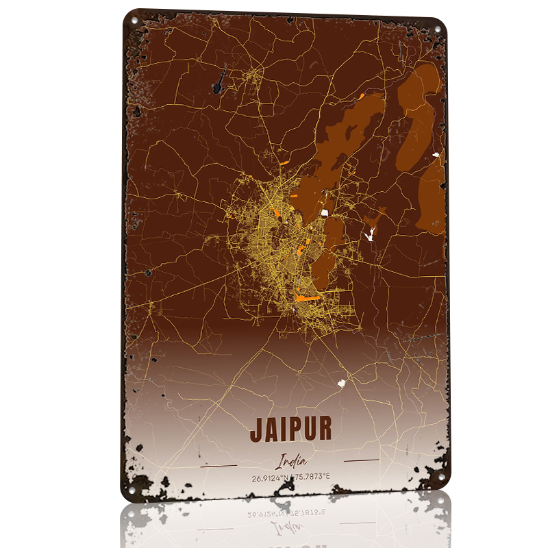 Jaipur India Map Art Metal Pos - Home Decor Jaipur avaliação e preço