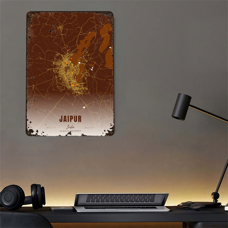 Jaipur India Map Art Metal Pos - Home Decor Jaipur avaliação e preço