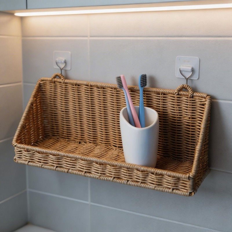 Woven Rattan Hanging Storage B - Woven Wall Basket avaliação e preço
