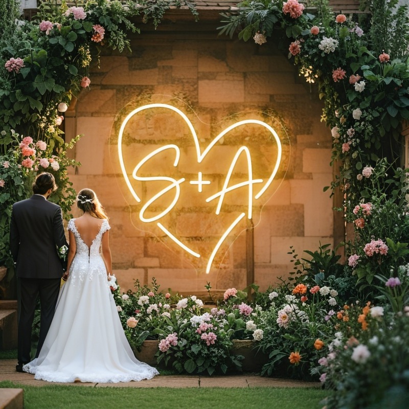 Custom Initials Heart LED Neon - Home Decor Ideas avaliação e preço