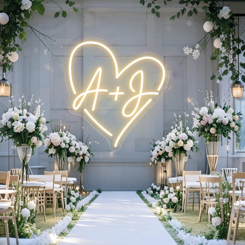 Custom Initials Heart LED Neon - Home Decor Ideas avaliação e preço