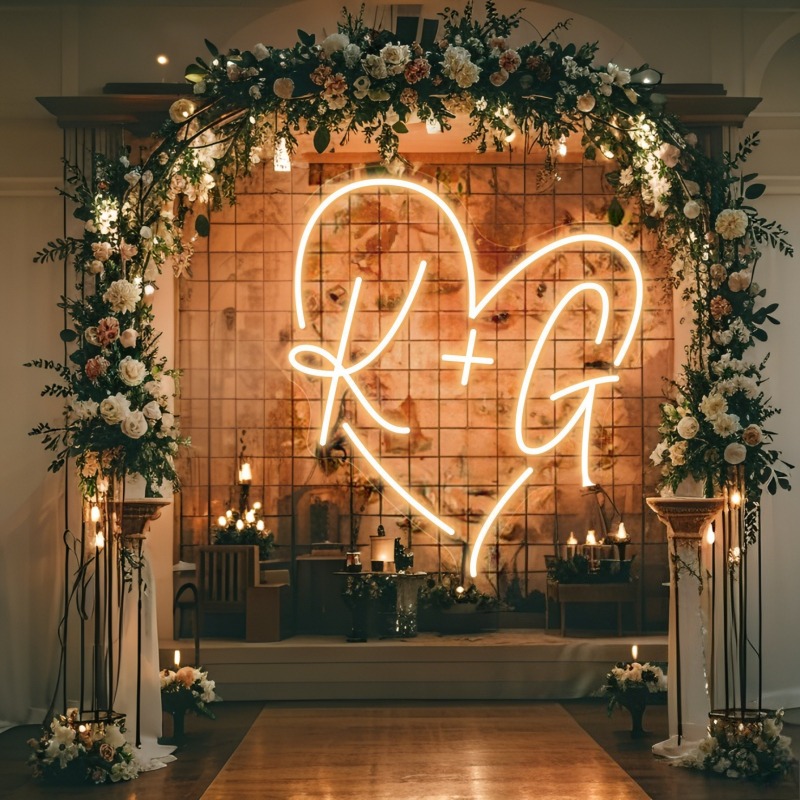 Custom Initials Heart LED Neon - Home Decor Ideas avaliação e preço