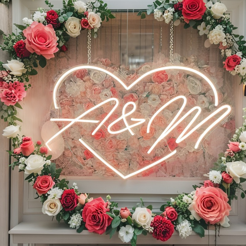 Custom Initials Heart LED Neon - Home Decor Ideas avaliação e preço