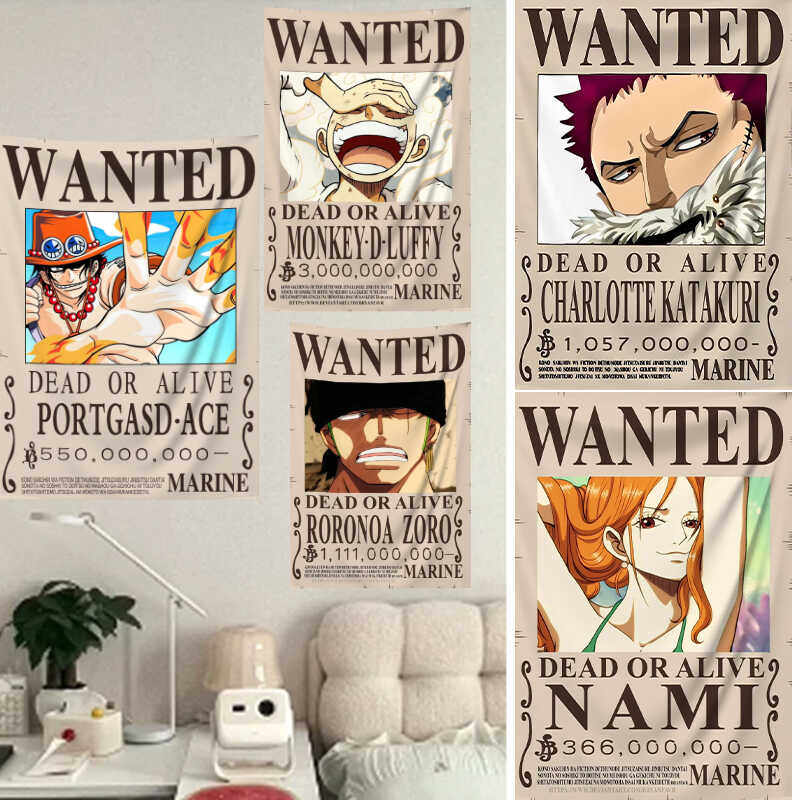 One Piece Manga Tapestry Wante - Aesthetic Tapestry avaliação e preço