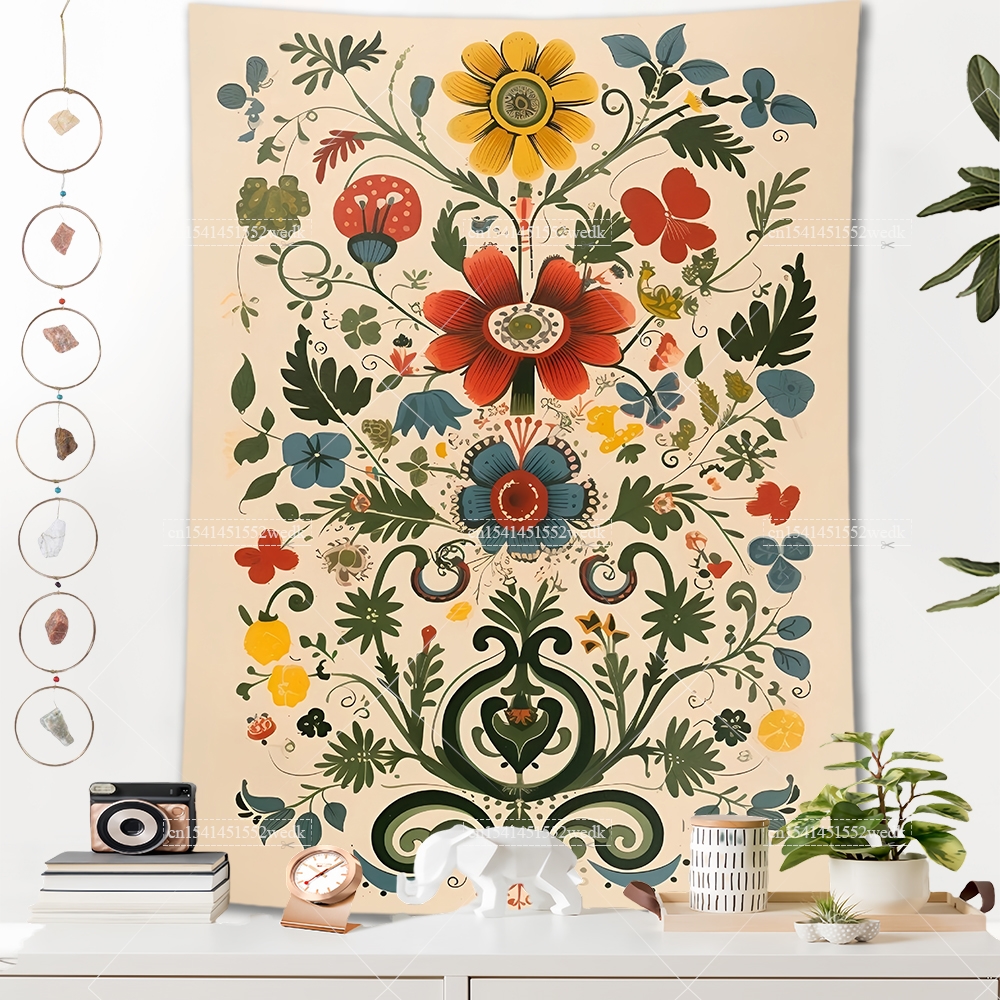 Boho Vintage Mexican Flowers T - Aesthetic Tapestry avaliação e preço