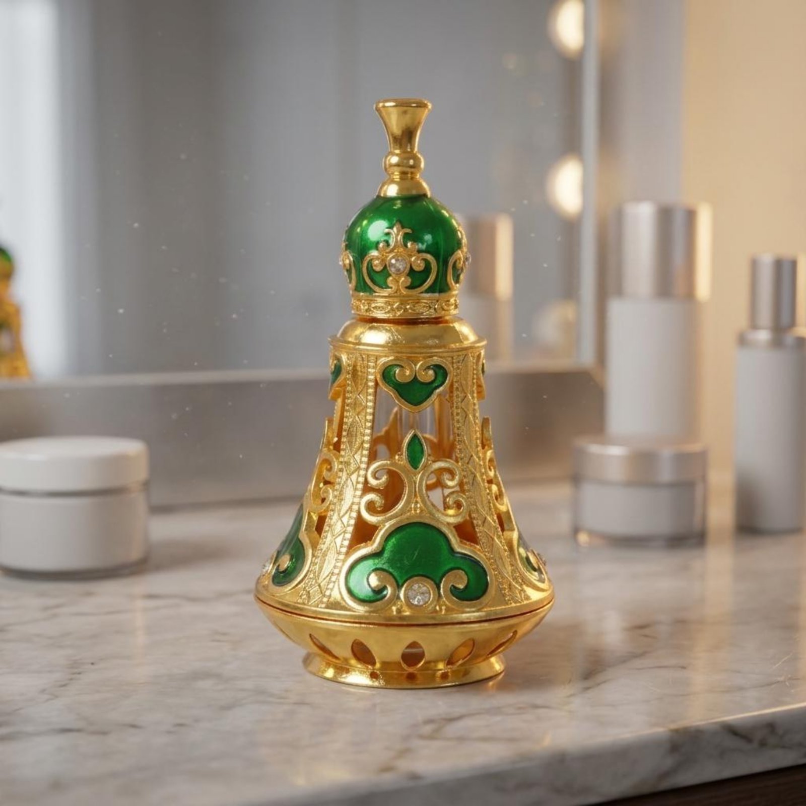 Ornate Perfume Bottle Faceted  - Home Decor Vintage avaliação e preço