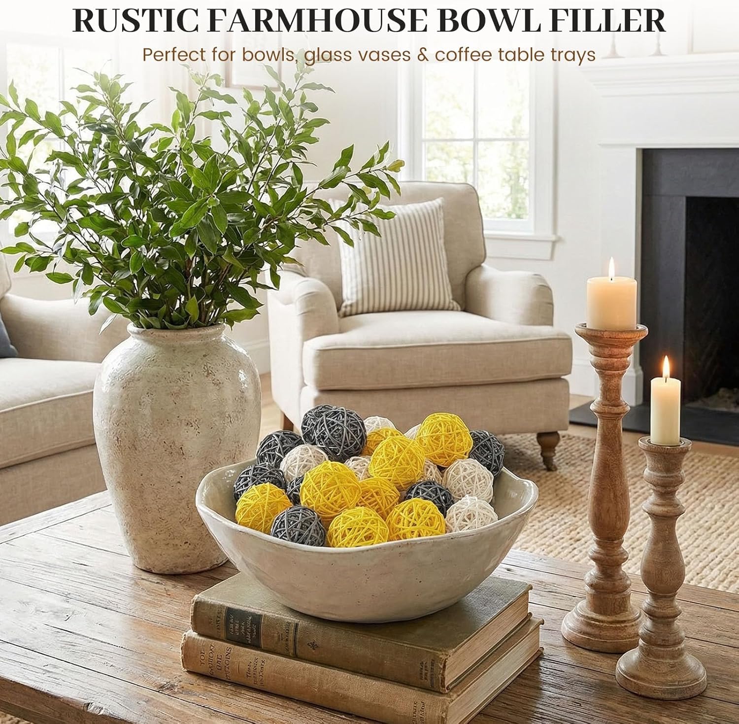 24Pcs Yellow Rattan Balls for  - Home Decor Vase avaliação e preço