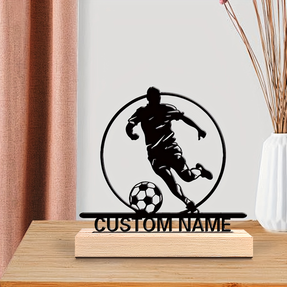 Custom Soccer Player Metal Sta - Home Decor Unique avaliação e preço