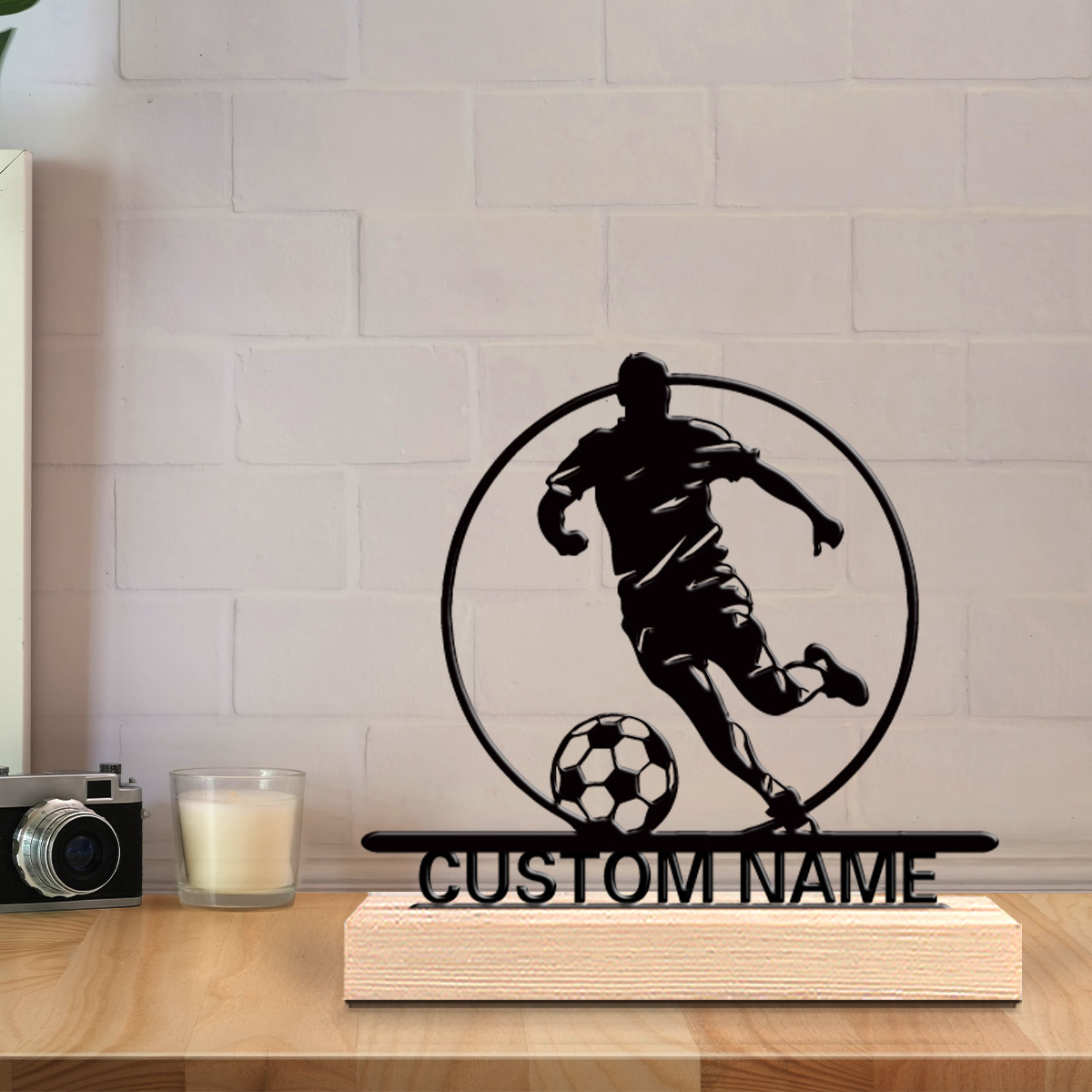 Custom Soccer Player Metal Sta - Home Decor Unique avaliação e preço