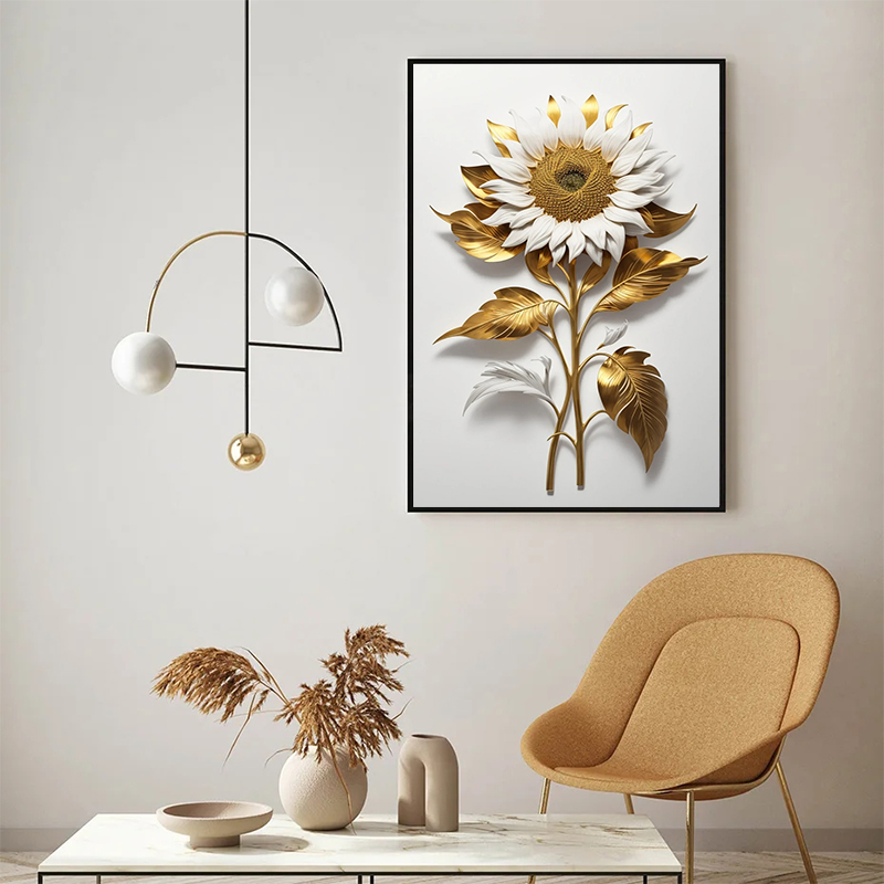 Sunflower Canvas Painting Flor - Home Decor Japandi avaliação e preço