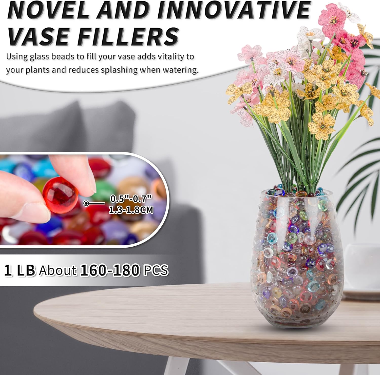 1LB Mixed Color Flat Glass Bea - Home Decor Vase avaliação e preço