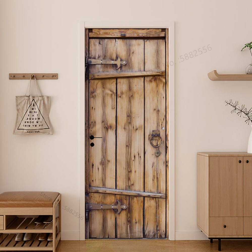 Imitation Wood Door Sticker Re - Home Decor On Sale avaliação e preço