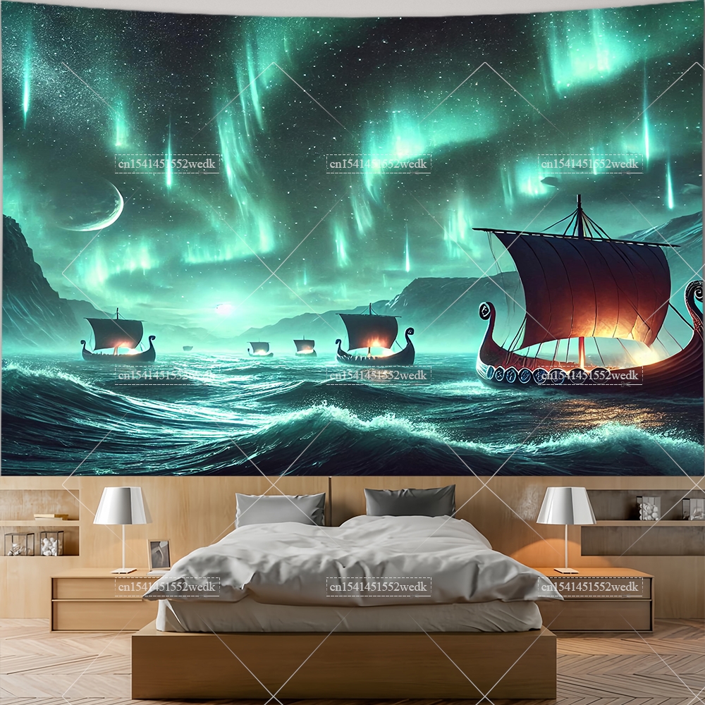Viking Longship Tapestry Ancie - Aesthetic Tapestry avaliação e preço