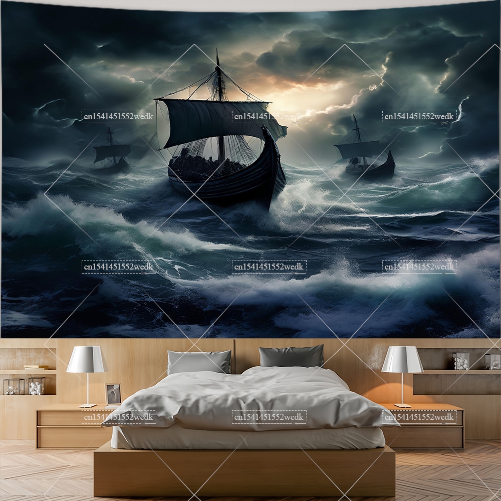 Viking Longship Tapestry Ancie - Aesthetic Tapestry avaliação e preço