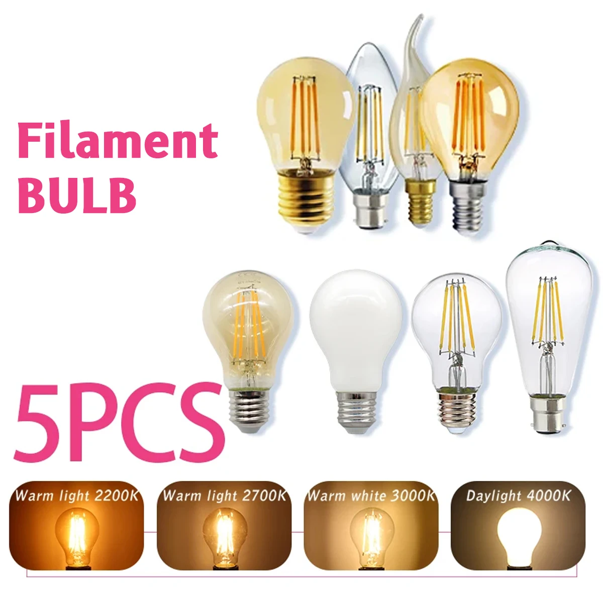 5PCS E27 E14 B22 Retro Edison  - Home Decor Vintage avaliação e preço