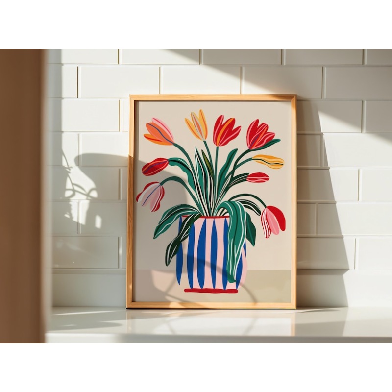2pcs Tulip Flowers Canvas Wall - Home Decor Vase avaliação e preço